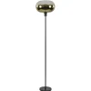 Outlet Straluma Mat zwarte vloerlamp met glazen kap helder/goud