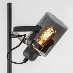 Clearance Straluma Mat zwarte vloerlamp met smoke/titanium glas