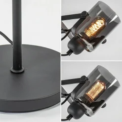 Clearance Straluma Mat zwarte vloerlamp met smoke/titanium glas