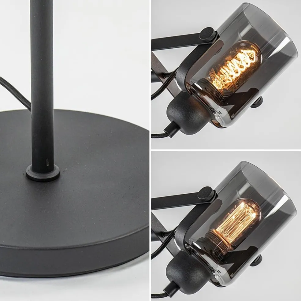 Clearance Straluma Mat zwarte vloerlamp met smoke/titanium glas