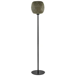 Best Straluma Mat zwarte vloerlamp met bamboe kap