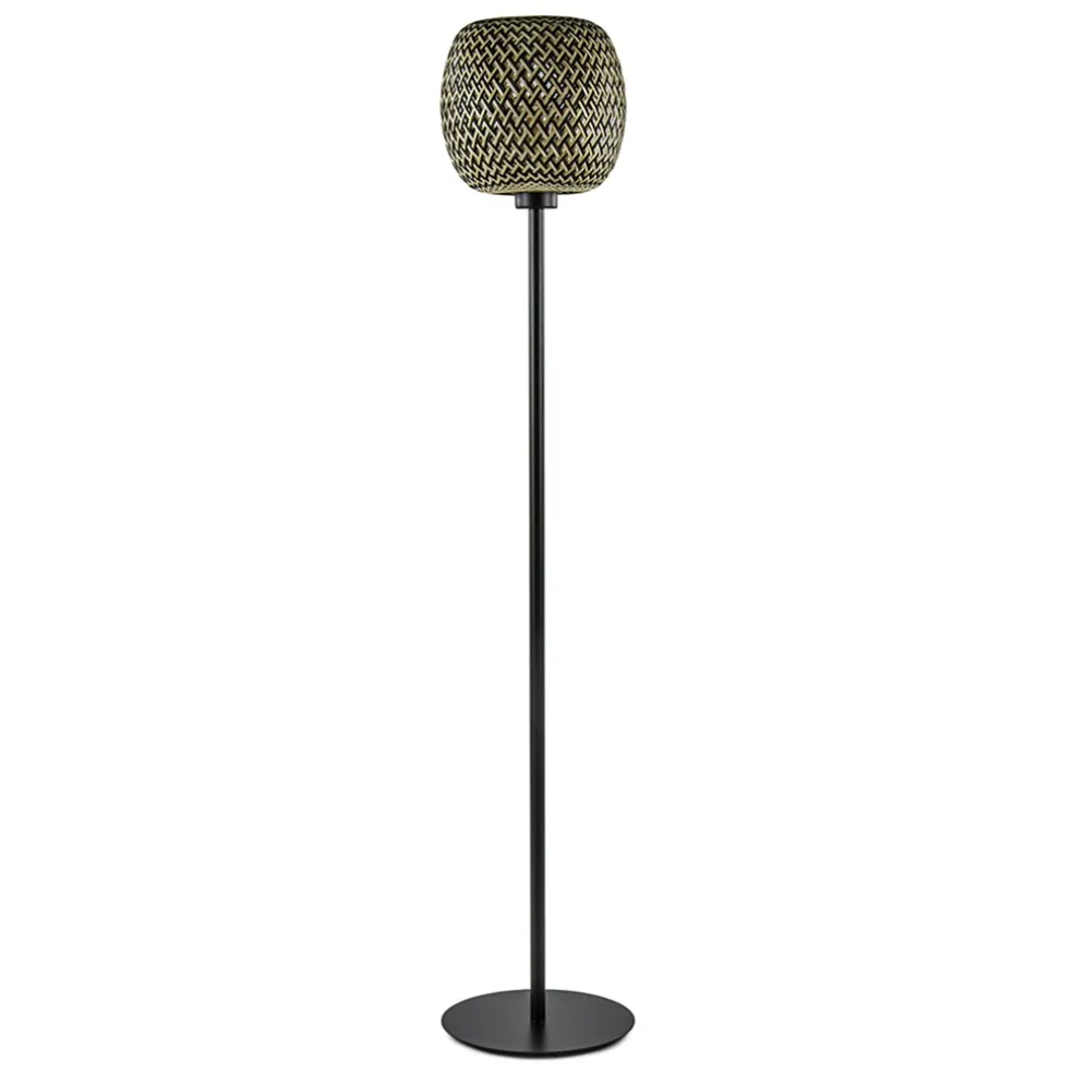 Best Straluma Mat zwarte vloerlamp met bamboe kap