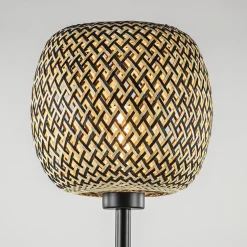 Best Straluma Mat zwarte vloerlamp met bamboe kap