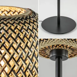 Best Straluma Mat zwarte vloerlamp met bamboe kap