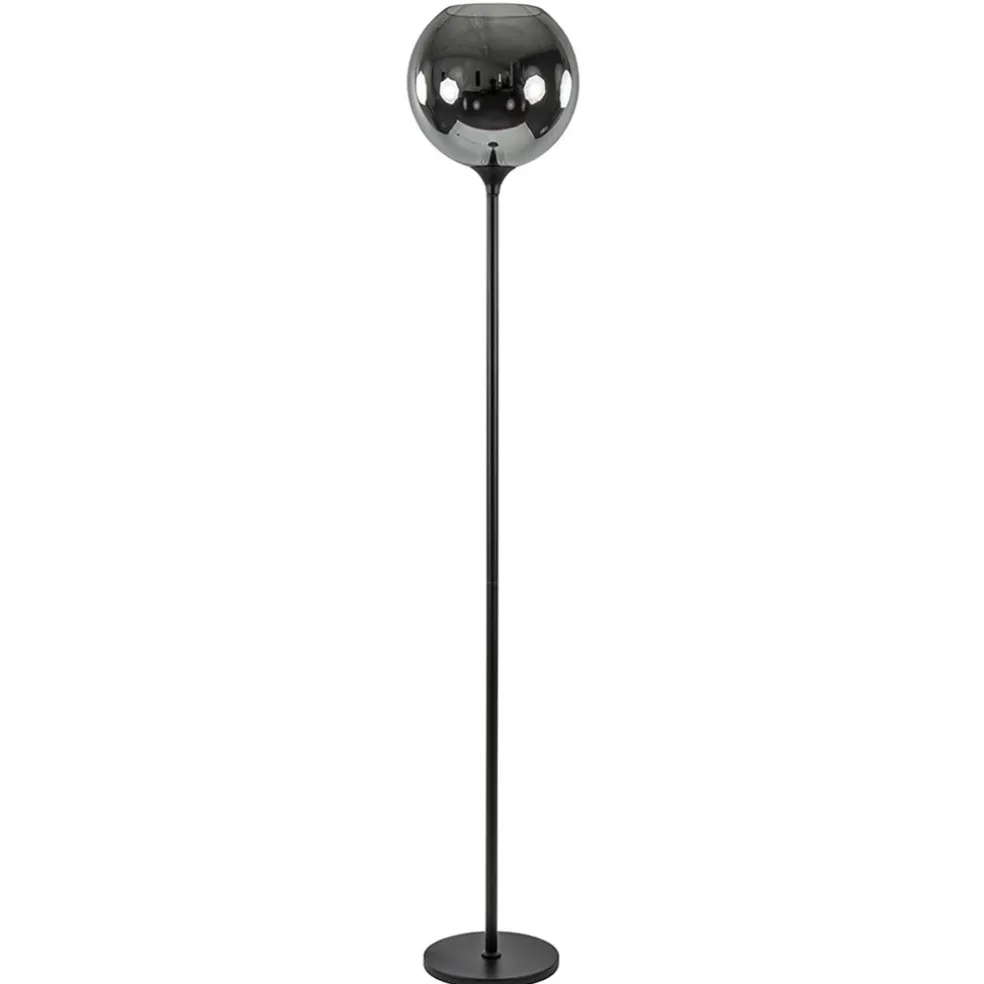 Shop Straluma Mat zwarte vloerlamp met smoke/titanium glazen kap