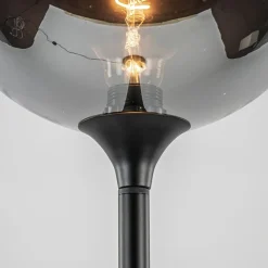 Shop Straluma Mat zwarte vloerlamp met smoke/titanium glazen kap