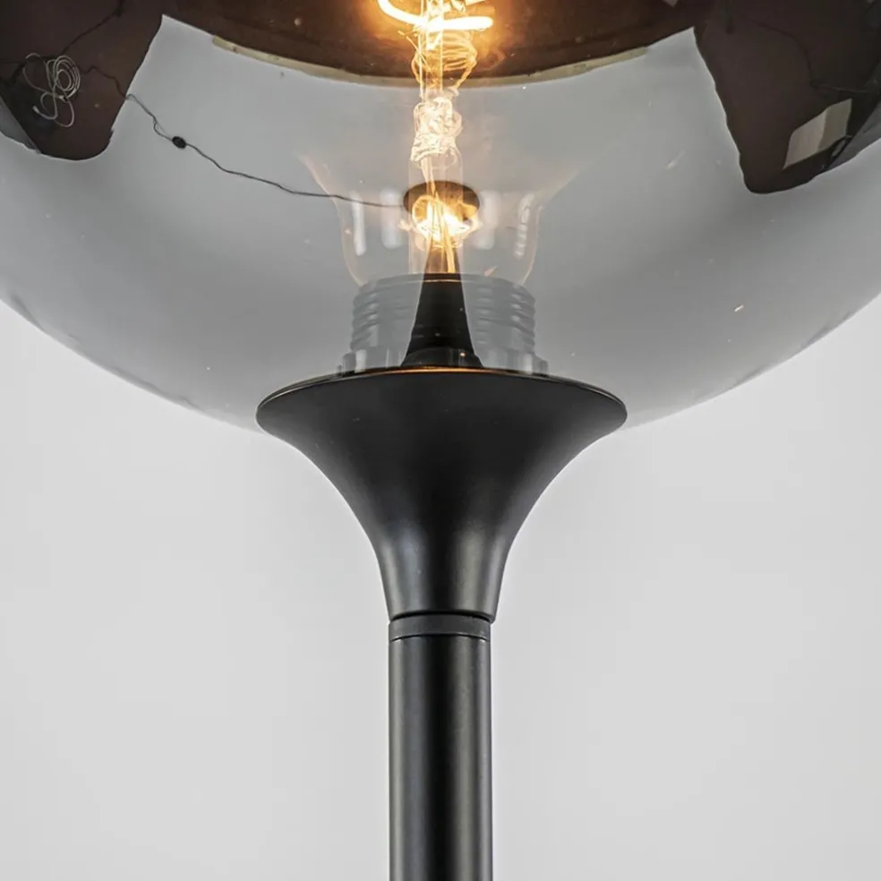 Shop Straluma Mat zwarte vloerlamp met smoke/titanium glazen kap