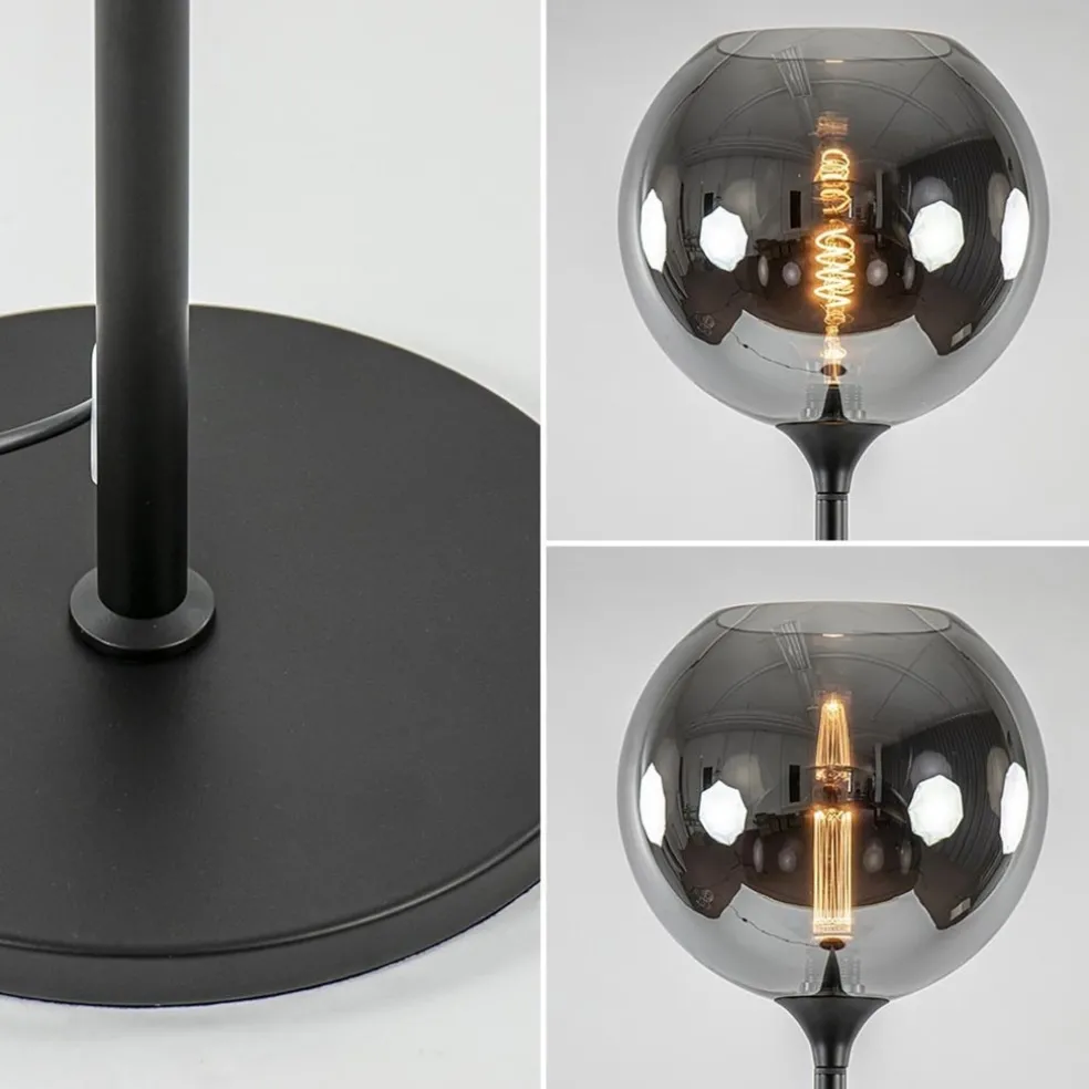 Shop Straluma Mat zwarte vloerlamp met smoke/titanium glazen kap