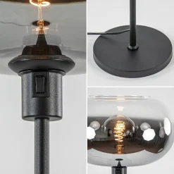 Discount Straluma Mat zwarte vloerlamp met smoke glas gradient