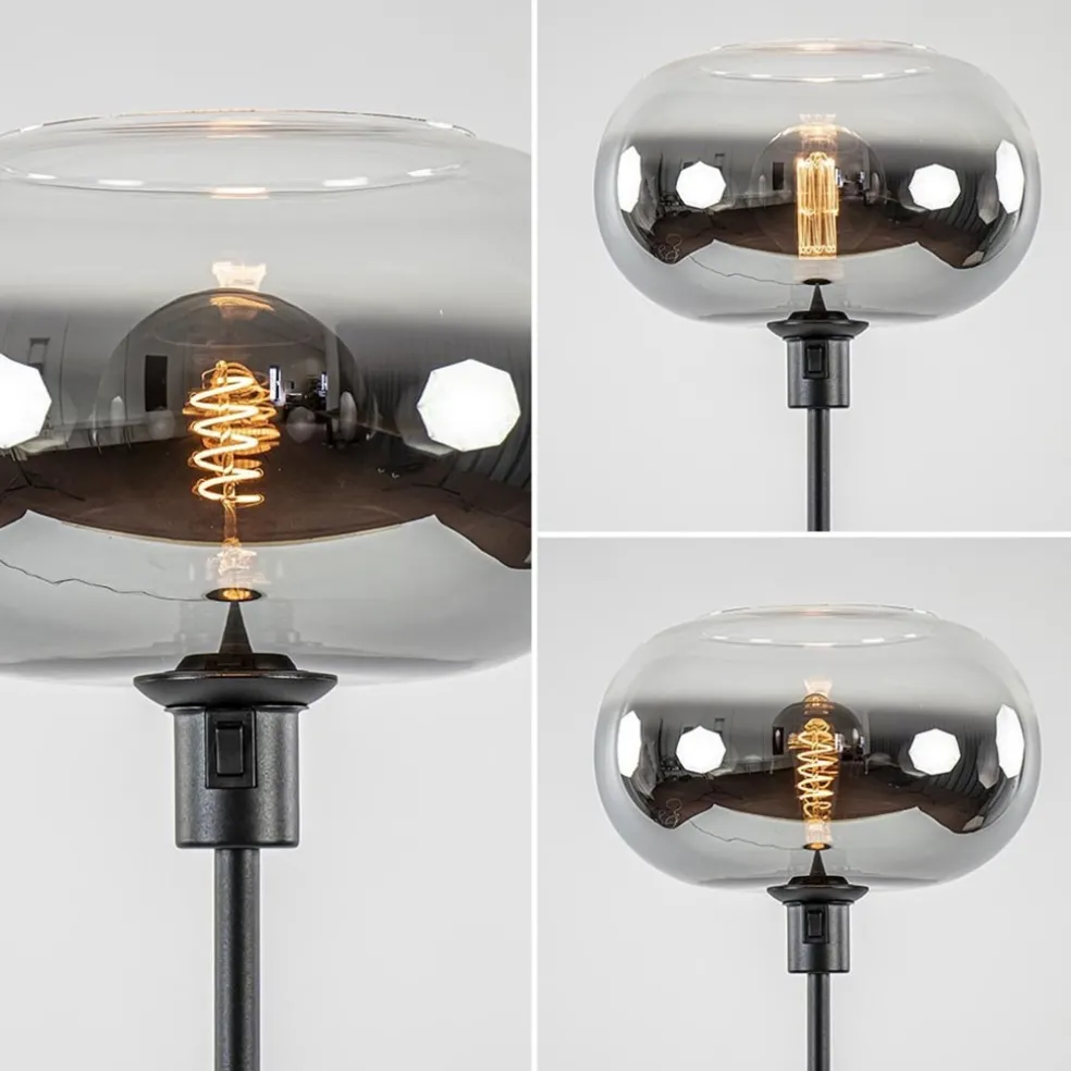 Discount Straluma Mat zwarte vloerlamp met smoke glas gradient