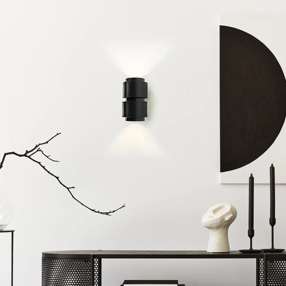 Online Straluma Mat zwarte wandlamp cilinder up+down G9