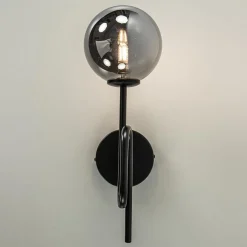 Flash Sale Straluma Mat zwarte wandlamp trompet met smoke glas