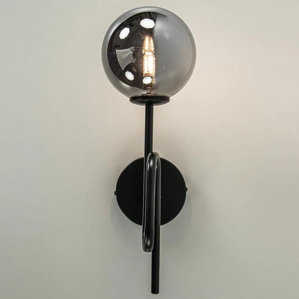 Flash Sale Straluma Mat zwarte wandlamp trompet met smoke glas