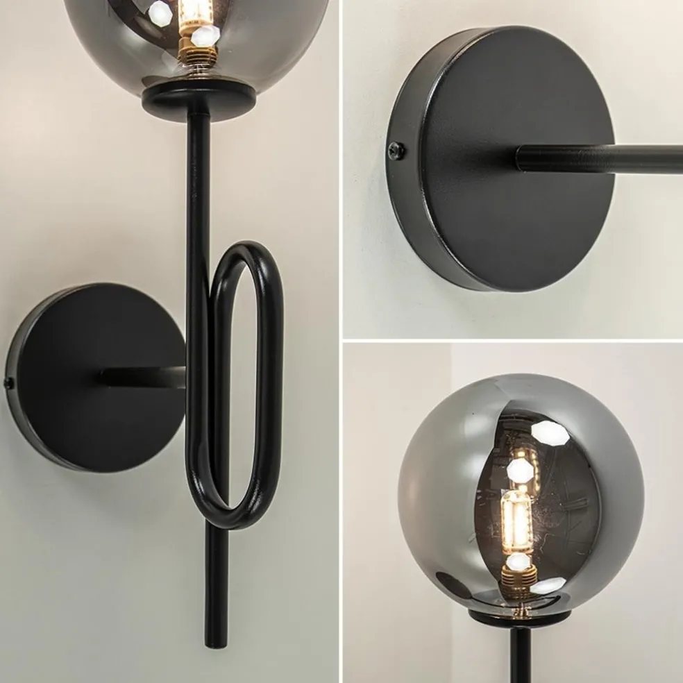Flash Sale Straluma Mat zwarte wandlamp trompet met smoke glas
