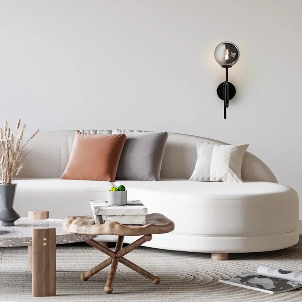Flash Sale Straluma Mat zwarte wandlamp trompet met smoke glas