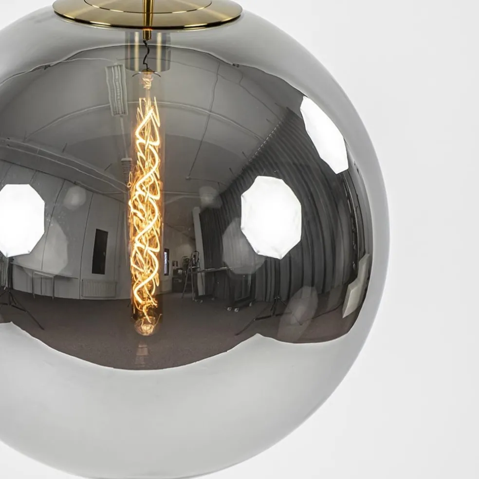 Online Straluma Medina hanglamp bol XL smoke glas met brons