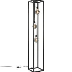 Discount Straluma Metalen design vloerlamp zwart frame rechthoek