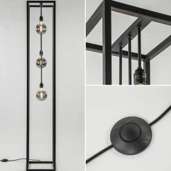 Discount Straluma Metalen design vloerlamp zwart frame rechthoek