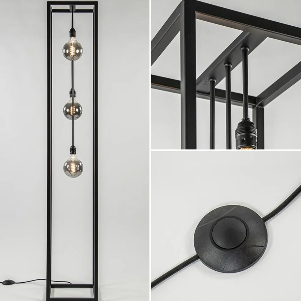 Discount Straluma Metalen design vloerlamp zwart frame rechthoek