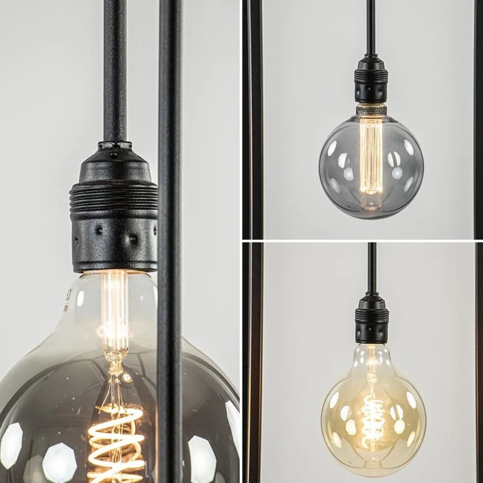 Discount Straluma Metalen design vloerlamp zwart frame rechthoek