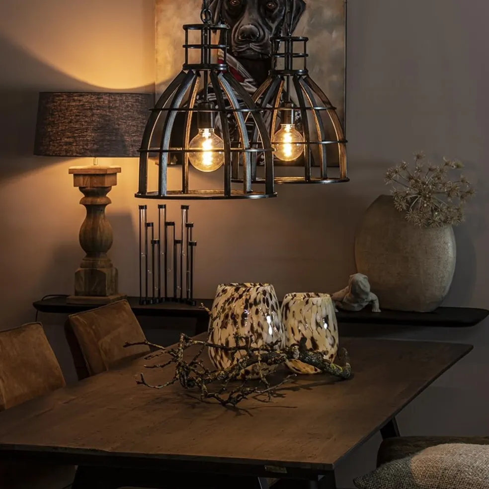 New Straluma Metalen eettafel hanglamp 2-lichts kooi