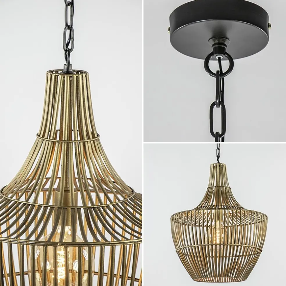 Shop Straluma Metalen hanglamp Stella antiek brons met zwart