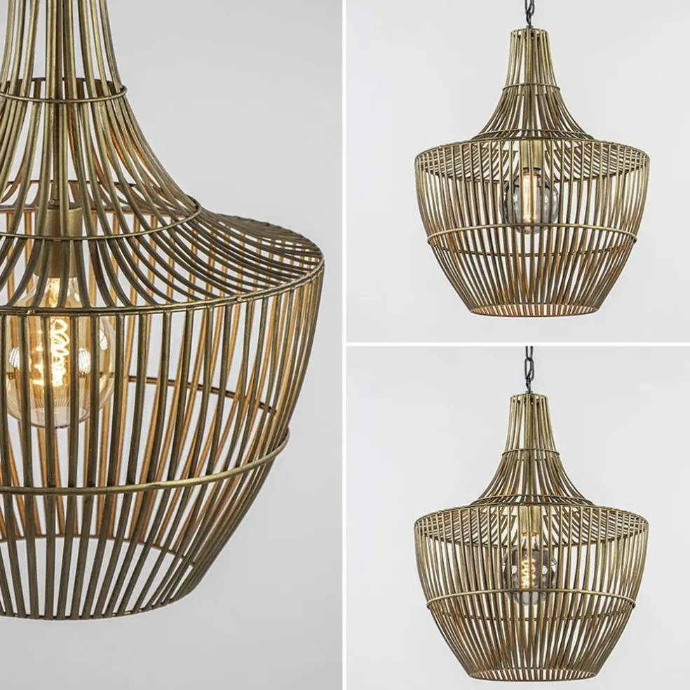 Shop Straluma Metalen hanglamp Stella antiek brons met zwart