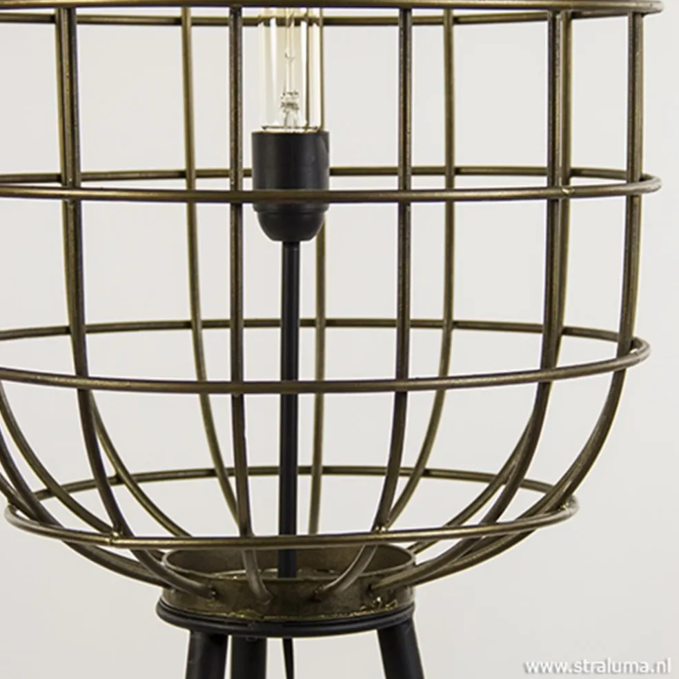 Best Straluma Metalen kooi vloerlamp oud-brons L&L