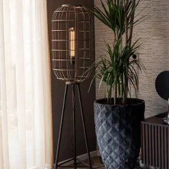 Best Straluma Metalen kooi vloerlamp oud-brons L&L