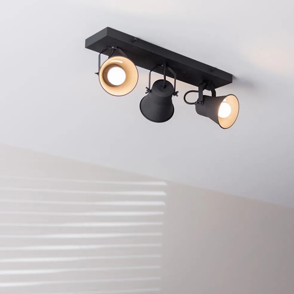 Outlet Straluma Metalen 3-l plafondlamp mat zwart verstelbaar