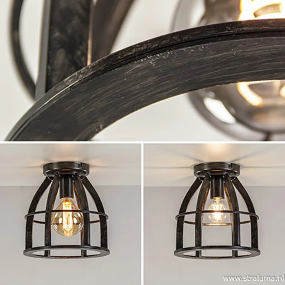 Sale Straluma Metalen plafondlamp antiek zwart
