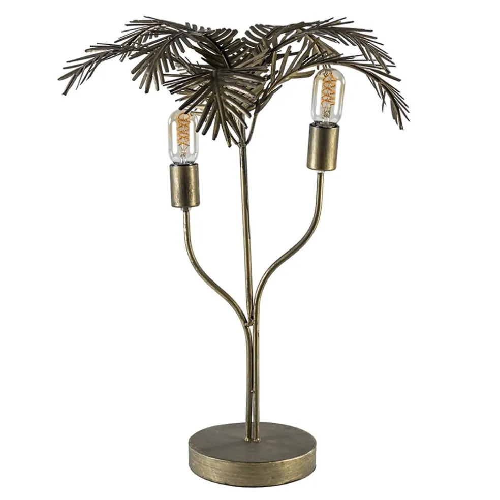 Sale Straluma Metalen tafellamp Palm antiek brons Light and Living