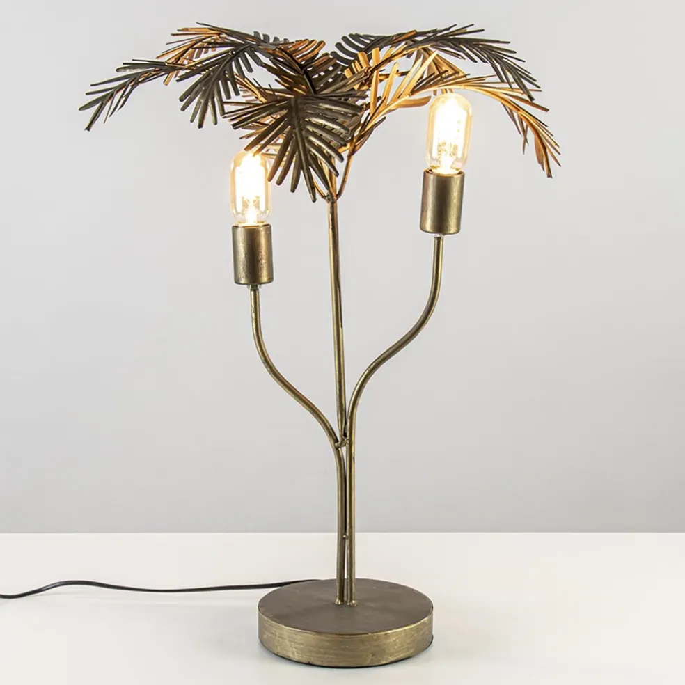Sale Straluma Metalen tafellamp Palm antiek brons Light and Living