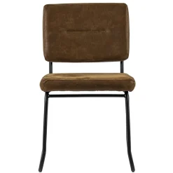 Discount Straluma Micro lederen eetkamerstoel camel met zwart frame