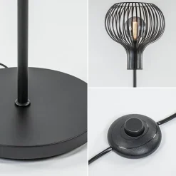 New Straluma Modern landelijke vloerlamp mat zwart met draadkap