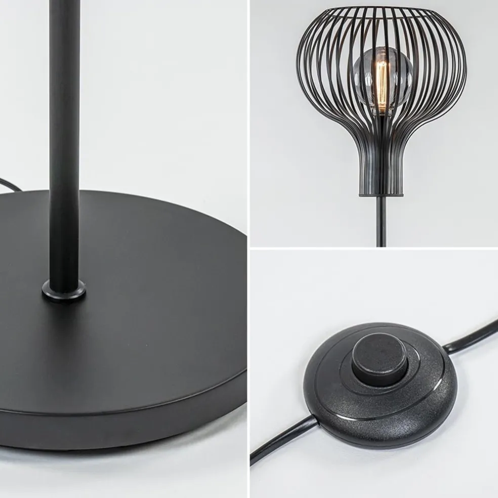 New Straluma Modern landelijke vloerlamp mat zwart met draadkap