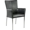 Fashion Straluma Moderne armstoel zwart leder met RVS poten