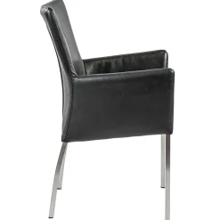 Fashion Straluma Moderne armstoel zwart leder met RVS poten