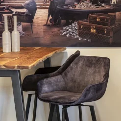 Best Sale Straluma Moderne barkruk met draaibare zitting velvet antraciet