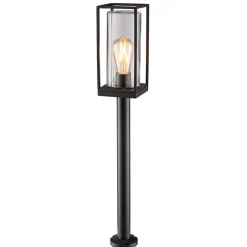 Online Straluma Moderne buitenlamp lantaarn op paal zwart met helder glas