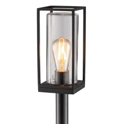 Online Straluma Moderne buitenlamp lantaarn op paal zwart met helder glas