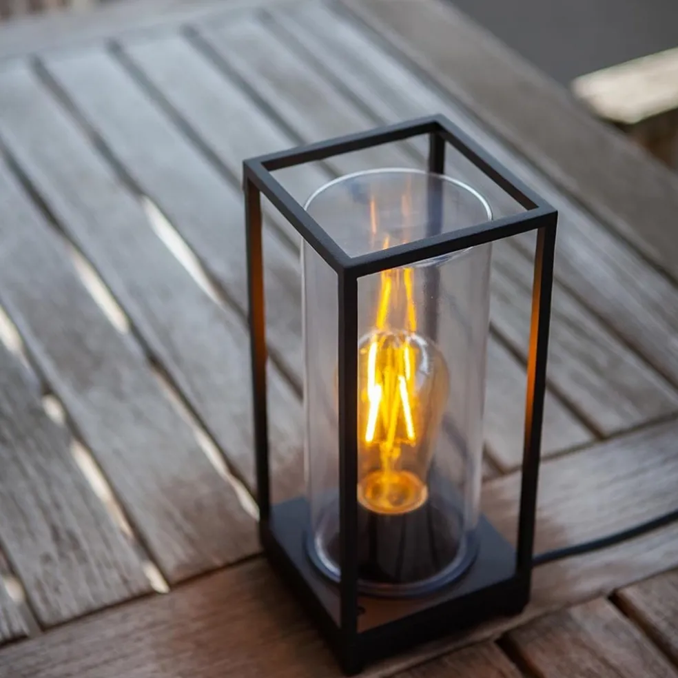 Shop Straluma Moderne buitenlamp tafel zwart aluminium met helder glas