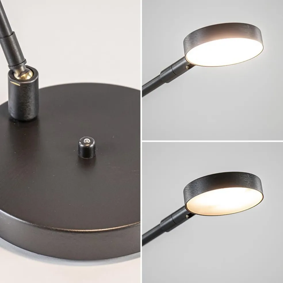 Shop Straluma Moderne bureaulamp zwart staal met dimbaar LED