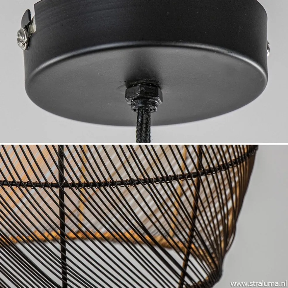 Best Straluma Moderne draad hanglamp Meya zwart met goud