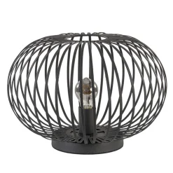 Hot Straluma Moderne draad tafellamp rond mat zwart