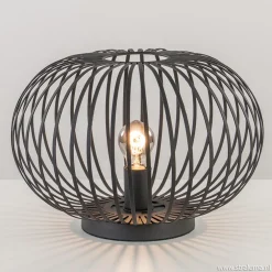 Hot Straluma Moderne draad tafellamp rond mat zwart