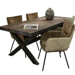 Best Sale Straluma Moderne eetkamerstoel leder met stoffen zitting