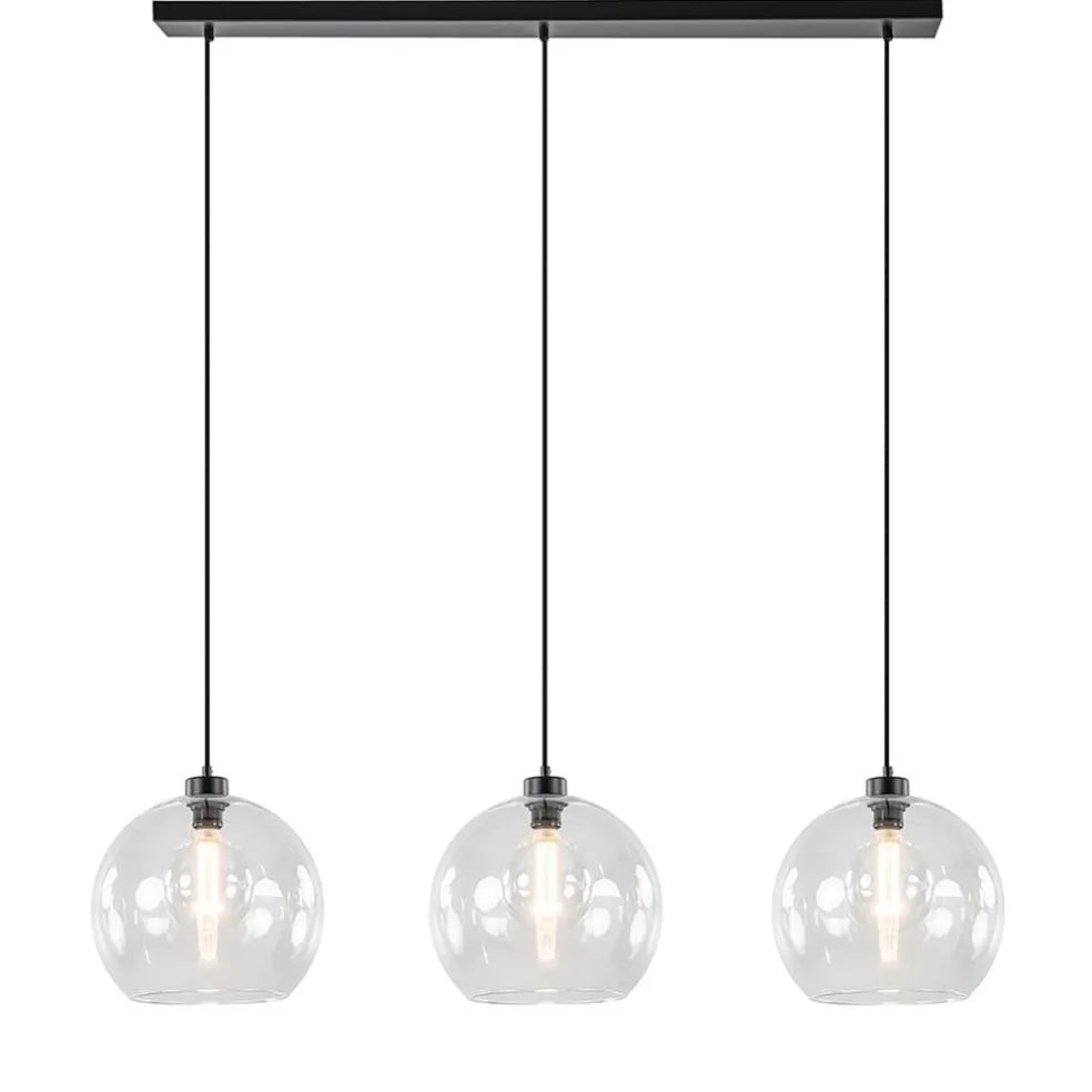 Sale Straluma Moderne eettafelhanglamp zwart met helder glas