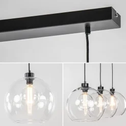 Sale Straluma Moderne eettafelhanglamp zwart met helder glas