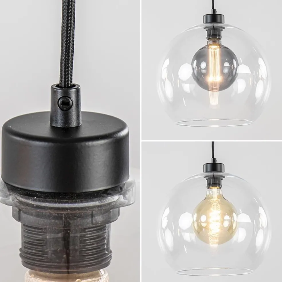 Sale Straluma Moderne eettafelhanglamp zwart met helder glas